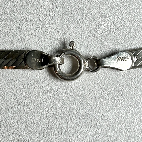 Thick Sterling Silver 925 Italy Flat Herringbone Chain Necklace 4mm wide 18”